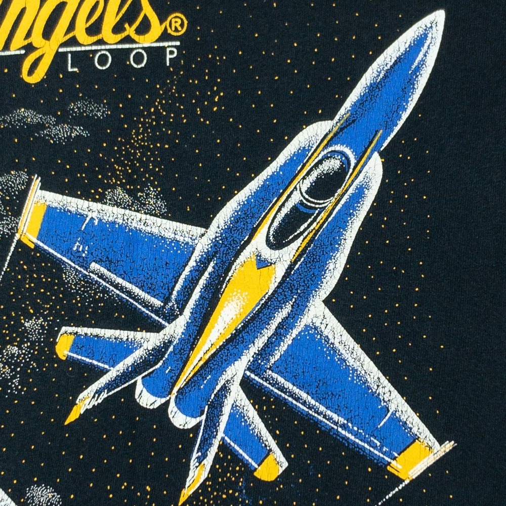 Blue Angels Tee Shirt Mens Medium Black Graphic Pilot Jet Gildan Double Loop - Picture 8 of 12